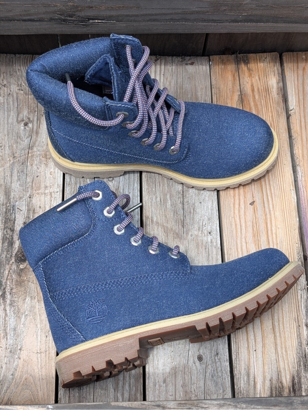 Timberland 6" Waterproof Boots Womens Size 7 Wide Denim Blue 200g Primaloft